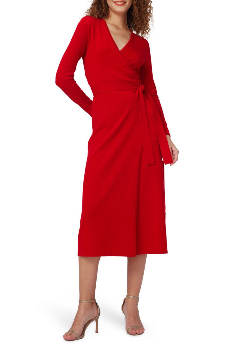 Astrid Long Sleeve Wool & Cashmere Wrap Sweater Dress, Main, color, AKANE