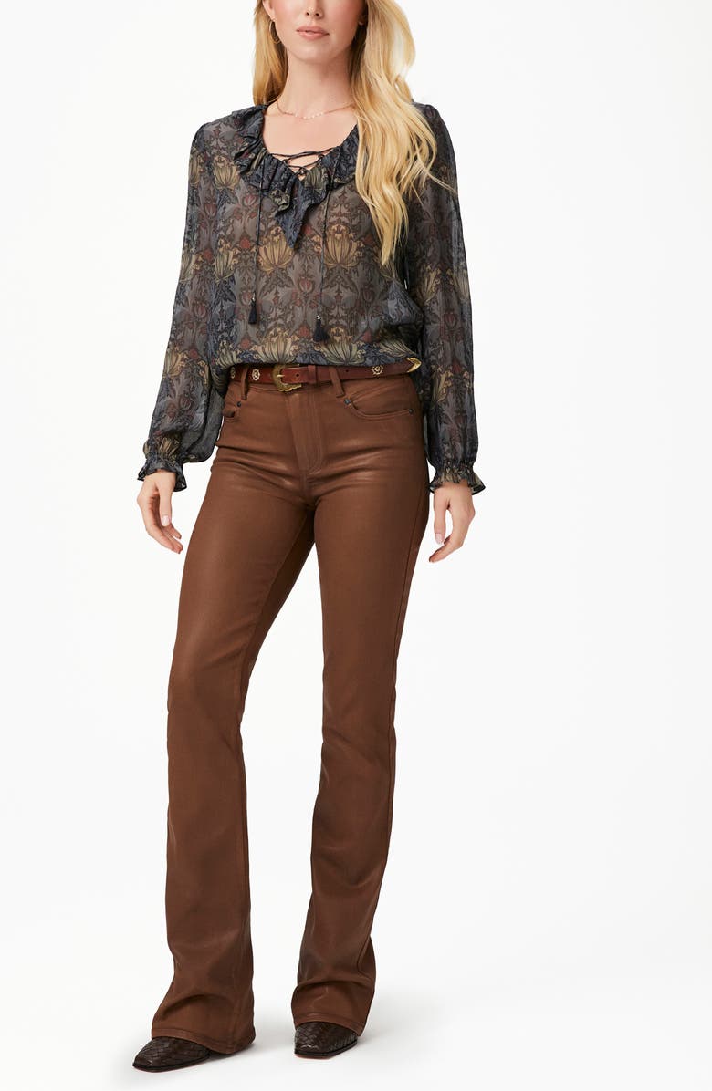 PAIGE Ilara Silk Top, Alternate, color, Charcoal/ Iced Slate