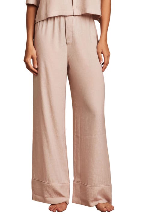 Washed Satin Jacquard Wide Leg Pajama Pants