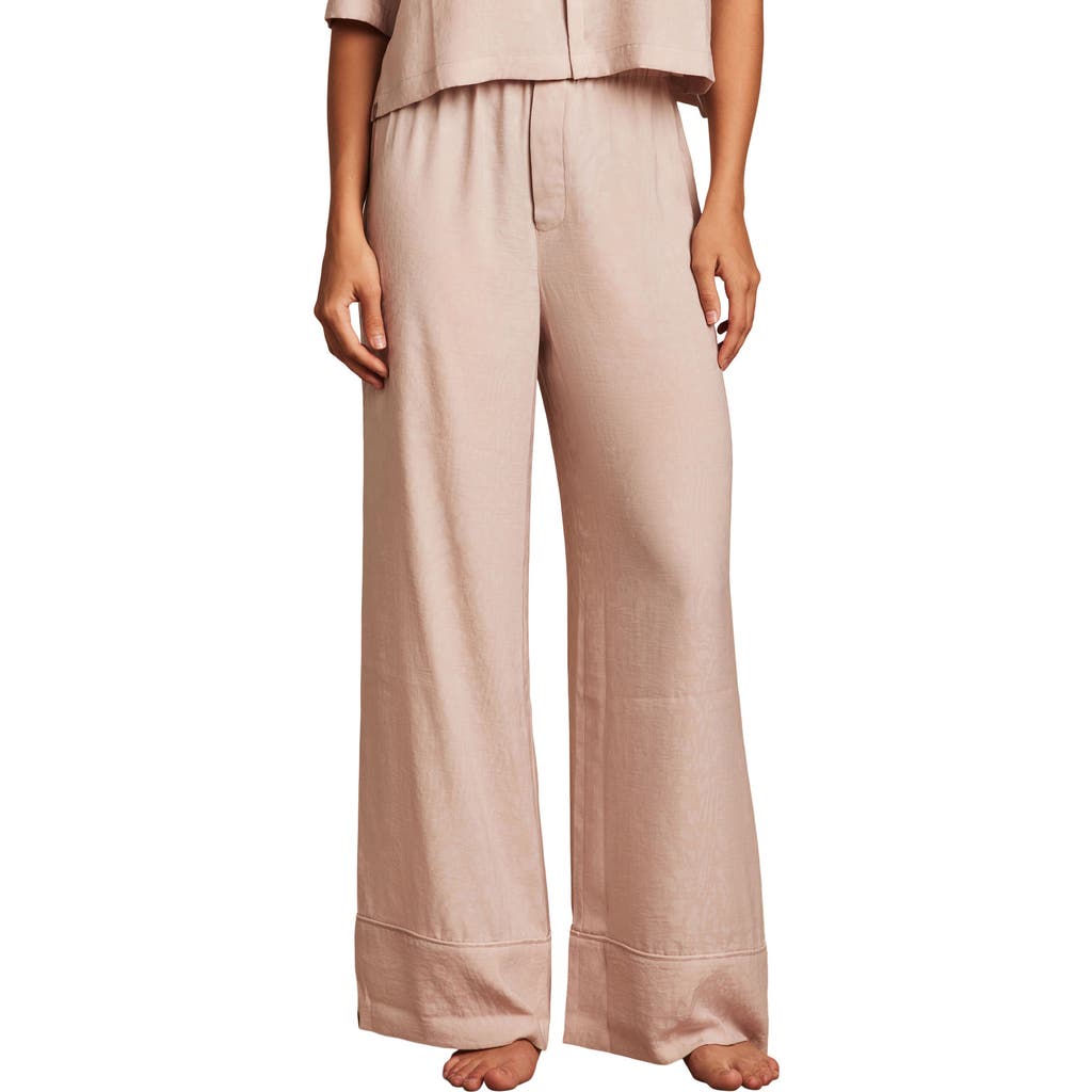 BAREFOOT DREAMS BAREFOOT DREAMS WASHED SATIN JACQUARD WIDE LEG PAJAMA PANTS
