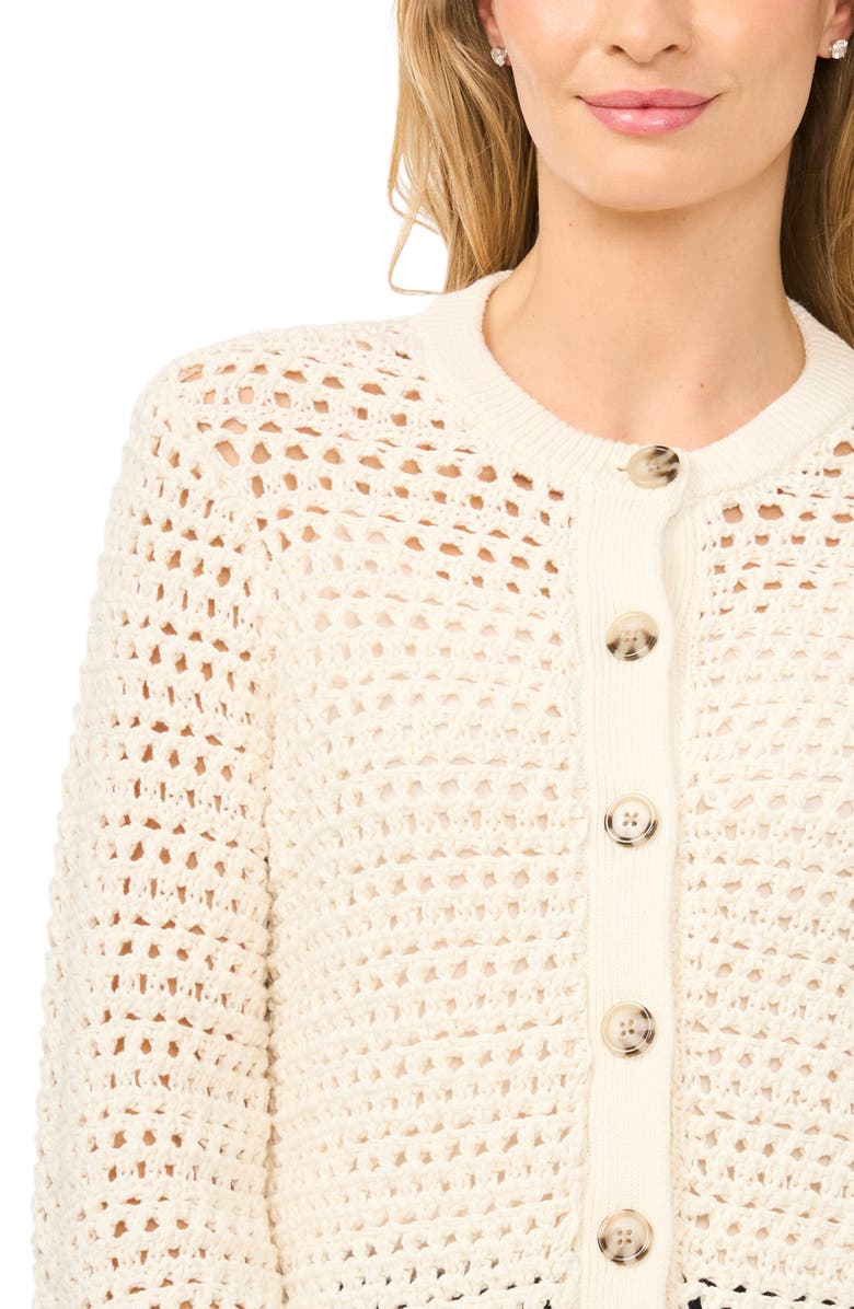 Halogen<sup>®</sup> Open Stitch Button Front Cardigan, Alternate, color, Eggnog