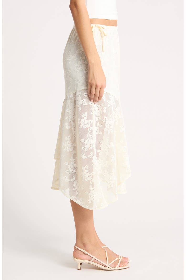 Floral Lace Asymmetric Skirt, Alternate, color, ECRU