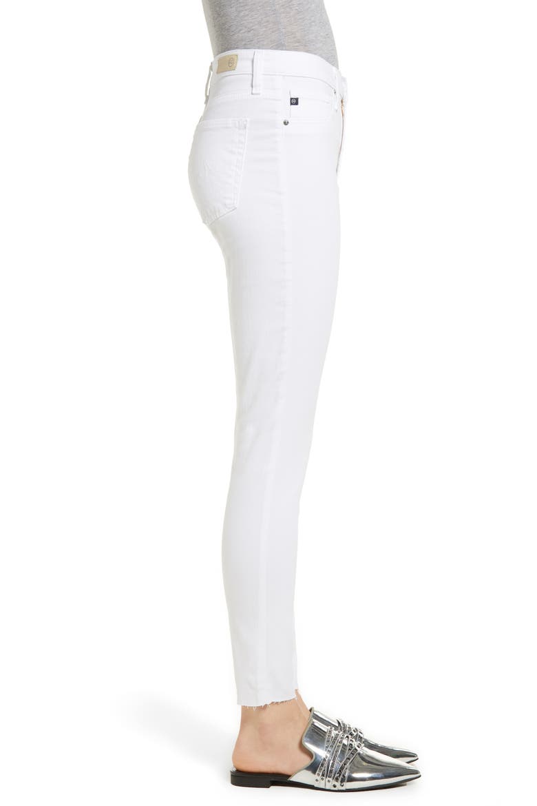The Farrah High Waist Raw Hem Ankle Skinny Jeans, Alternate, color, WHT WHITE