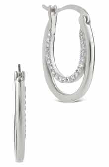 Ellen Pavé Cubic Zirconia Double Oval Hoop Earrings