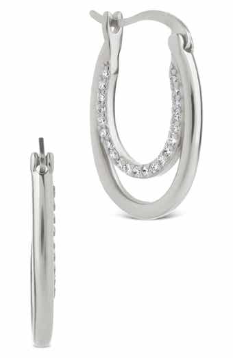 Ellen Pavé Cubic Zirconia Double Oval Hoop Earrings