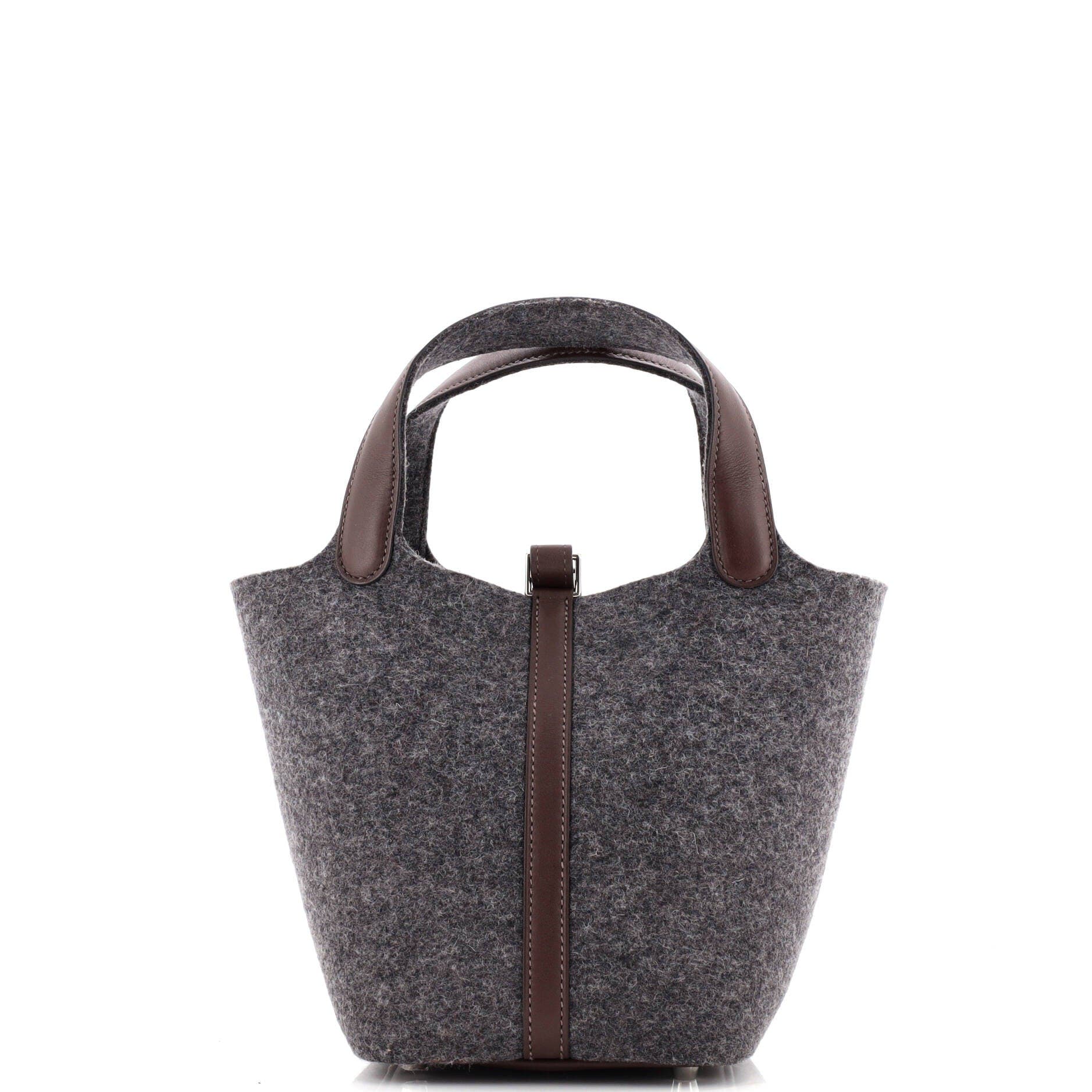 Pre-Owned Hermes Picotin Lock Bag Felt with Leather PM, Alternate, color, Gris Moyen