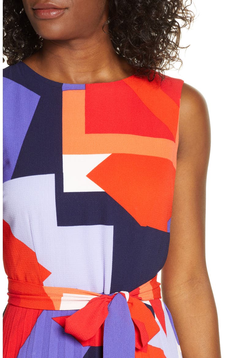 Sleeveless Fit & Flare Midi Dress, Alternate, color, RED MULTI