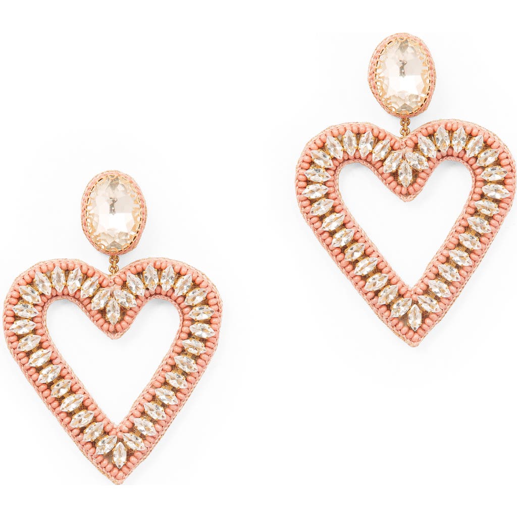 Deepa Gurnani Calluna Crystal & Beaded Heart Drop Earrings In Pink