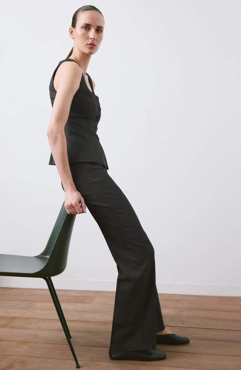 MANGO Peplum Button Vest, Alternate, color, Grey