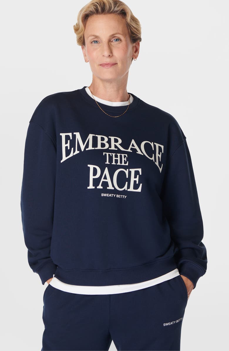 Sweaty Betty Embrace the Pace Graphic Sweatshirt, Alternate, color, 