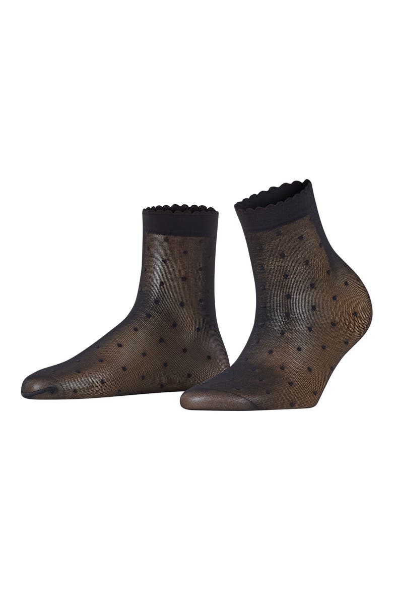 Polka Dot Mesh Crew Socks, Alternate, color, BLACK