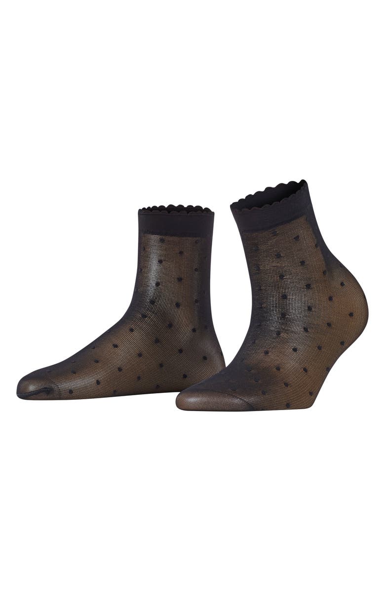 Falke Polka Dot Mesh Crew Socks, Alternate, color, Black