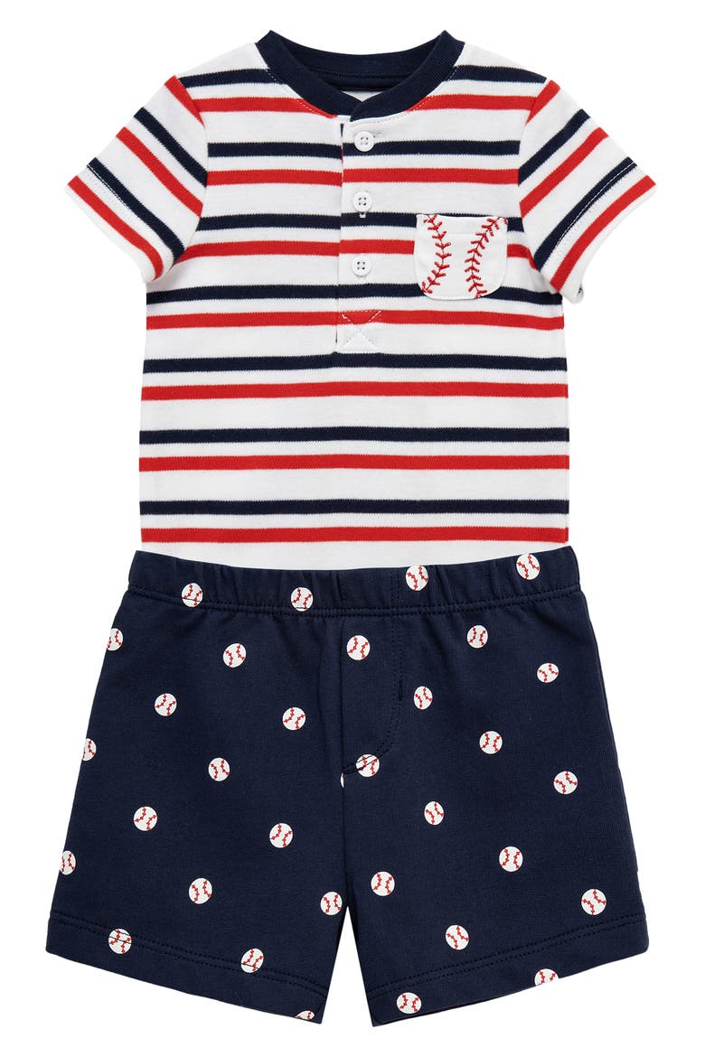 Baseball Bodysuit & Shorts Set, Alternate, color, BLUE