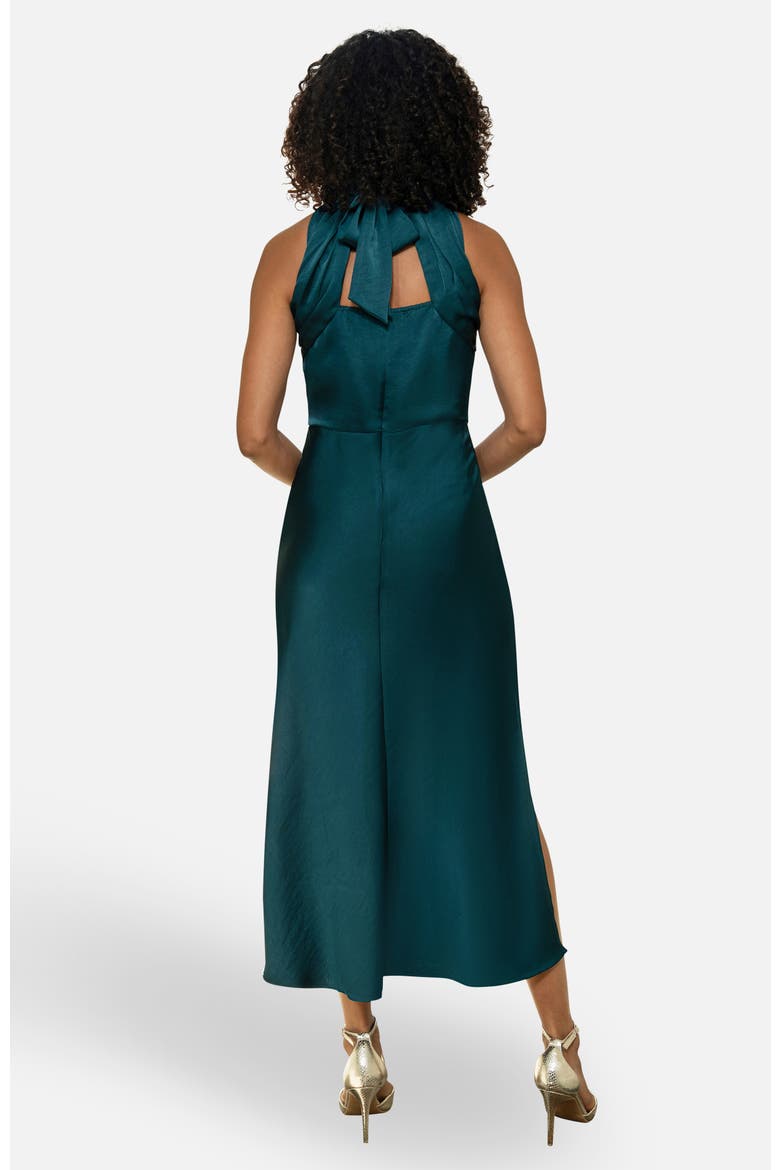 Satin Halter Neck Midi Dress, Alternate, color, Green