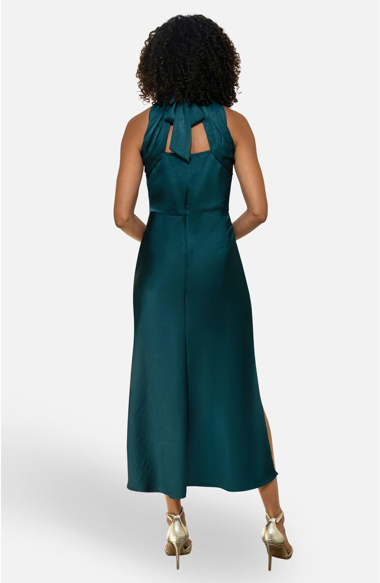 Yumi Satin Halter Neck Midi Dress, Alternate, color, Green