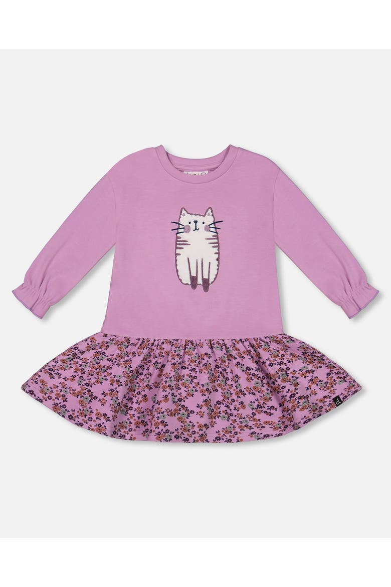 Girl's Super Soft Dress With Print Skirt Lilac Mini Flowers, Main, color, Printed Lilac Little Flowers