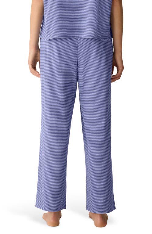 Eileen Fisher Stripe Organic Cotton Ankle Wide Leg Pull-on Pants In Purple