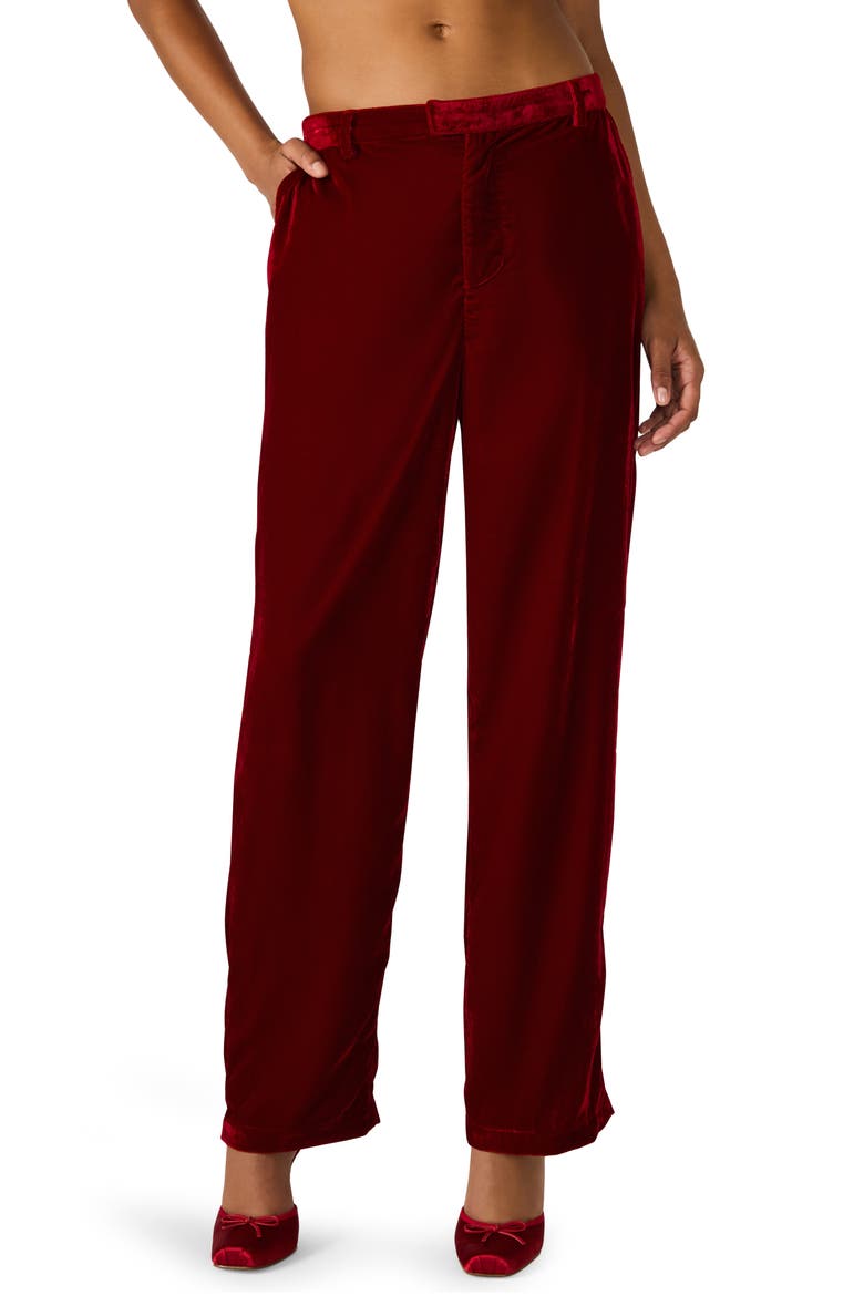 Tonia Velvet Straight Leg Pants, Main, color, RED VELVET