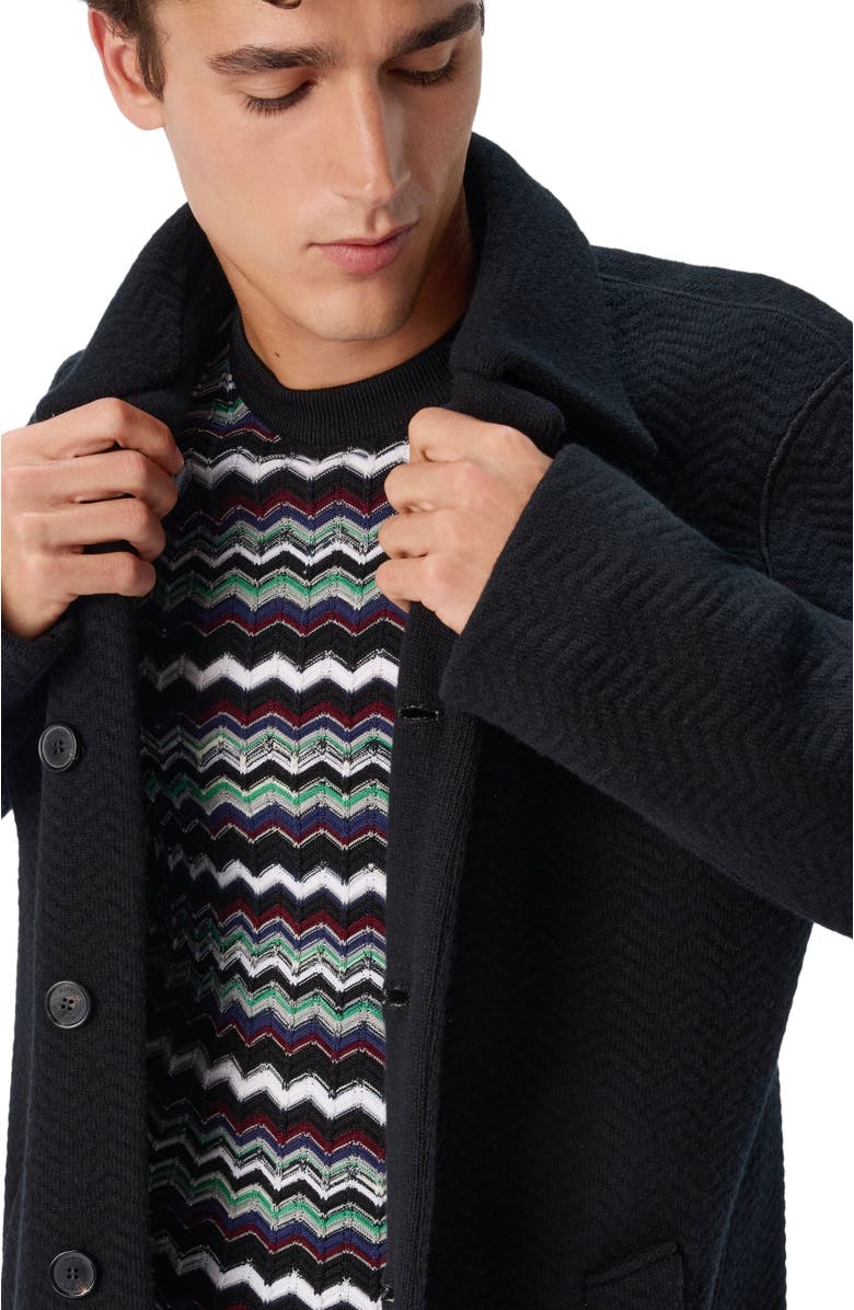 Missoni Double Knit Coat With Zigzag Pattern, Alternate, color, Black