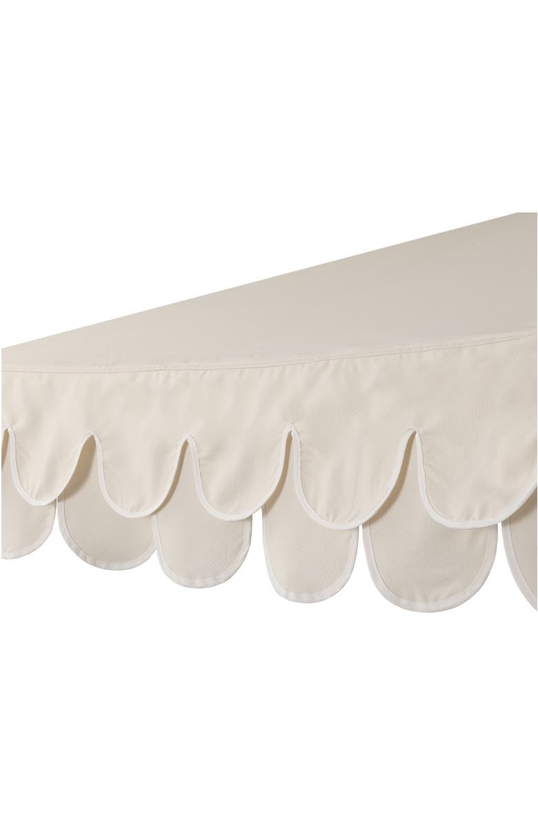 JONATHAN Y Tracy 9 ft. Classic MidCentury Scalloped Fringe Market Patio Umbrella with Auto-Tilt, Crank, Wind Vent and UV Protection, Alternate, color, Cream