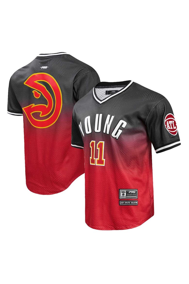 Men's Post Trae Young Black/Red Atlanta Hawks Ombre Name & Number T-Shirt, Main, color, Black