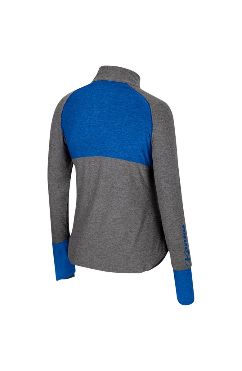 COLOSSEUM Women's Colosseum Black Kansas Jayhawks Morningside Sleeve Hit Raglan Quarter-Zip Top, Alternate, color,