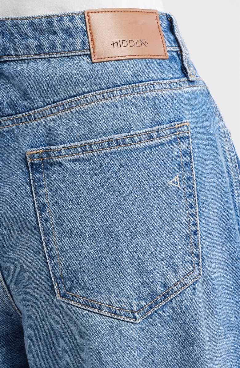 HIDDEN JEANS Cuffed High Waist Wide Leg Jeans, Alternate, color, Medium Dark