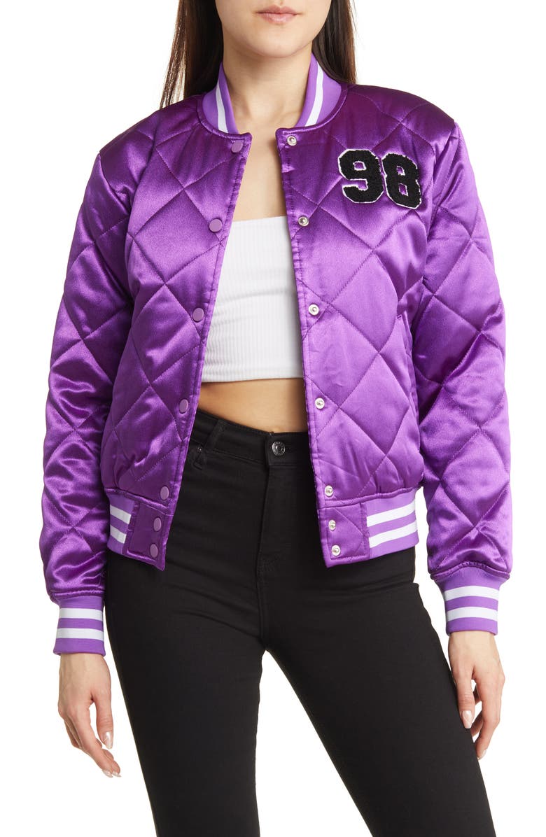 AZALEA WANG Quilted Bomber Jacket, Main, color, 