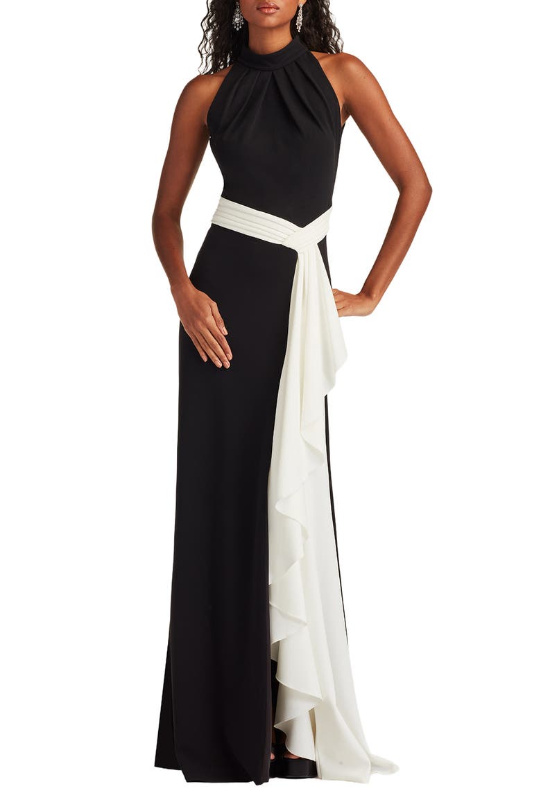 Sleeveless Sheath Gown, Main, color, BLACK/ IVORY