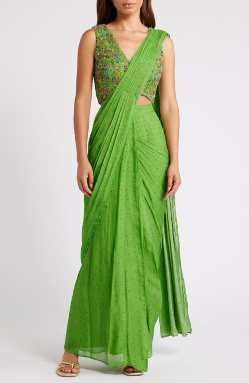 Sani Reshma Drape Saree in Light Green 