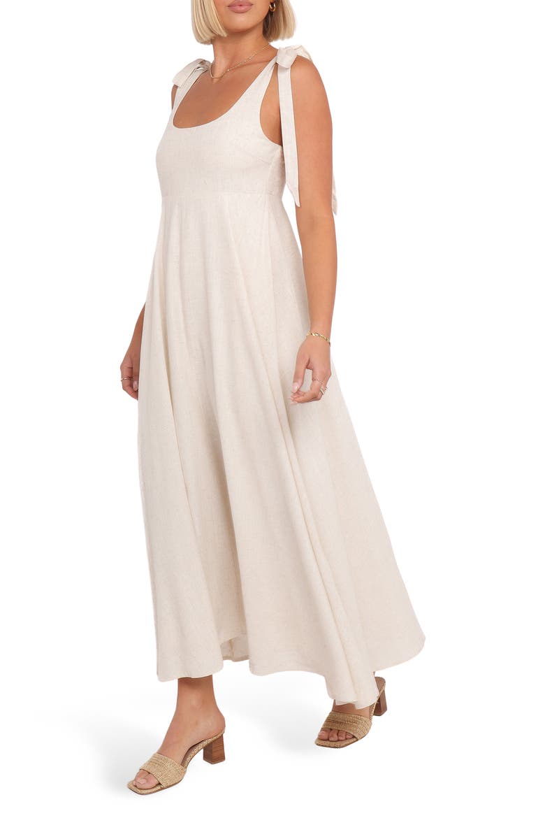 Valara Tie Shoulder Maxi Dress, Alternate, color, OATMEAL