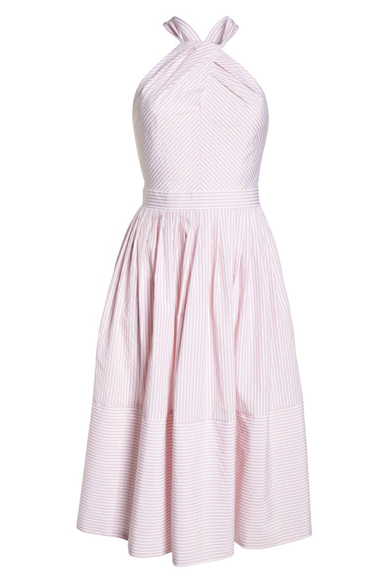 Claire Stripe Halter Dress (Nordstrom Exclusive), Alternate, color, MAUVE/ WHITE