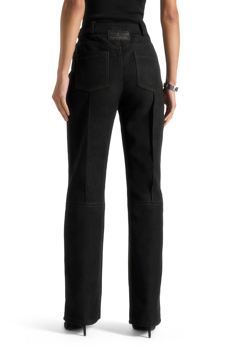 Manière De Voir Kalie Suede Boyfriend Jeans, Alternate, color, Black