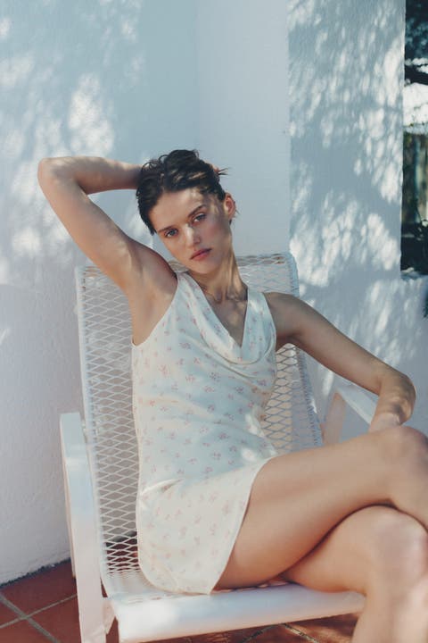 Cowl-neck satin dress