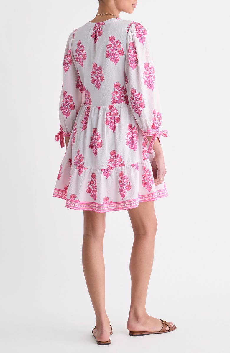 vineyard vines Tessa Floral Tie Sleeve Minidress, Alternate, color, Floral White Cap