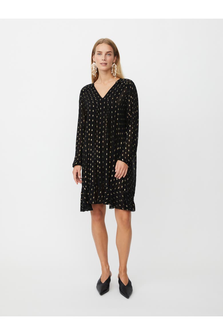 Long Sleeve V-Neck A-Line Dress, Main, color, Black