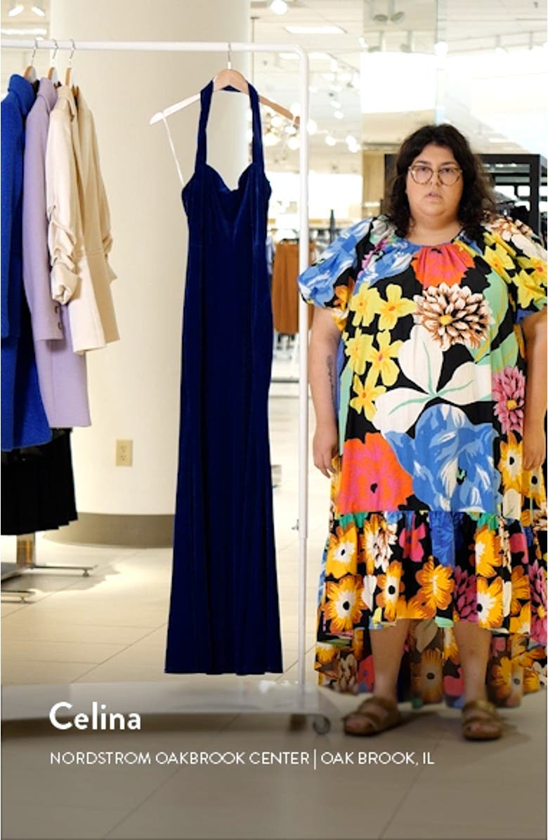 Enchanting Touch Halter Velvet Gown, sales video thumbnail