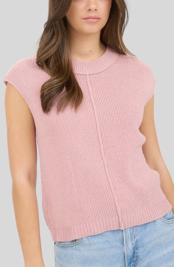 Blu Pepper Cap Sleeve Knit Top In Pink