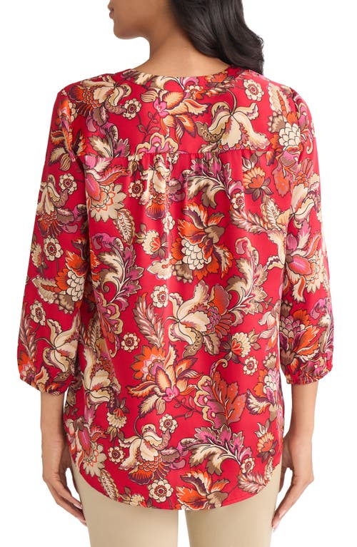 Jones New York Floral Top In Red