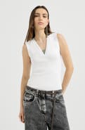 Brunello Cucinelli Stretch cotton jersey T-shirt with precious faux-layering