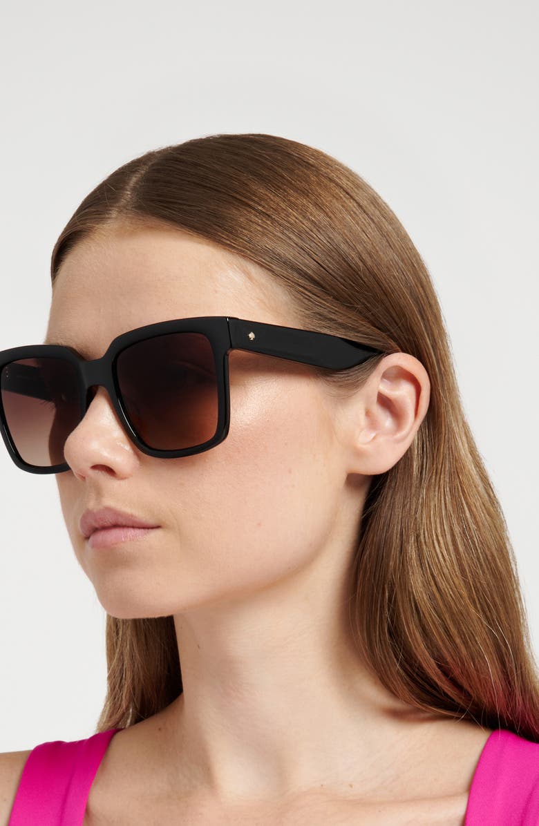 Kate Spade New York Shira 55mm Sunglasses, Alternate, color, Black/ Brown Sf