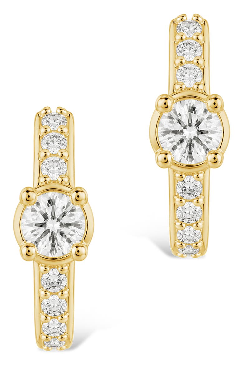 Pavé Cubic Zirconia Hoop Earrings, Alternate, color, GOLD