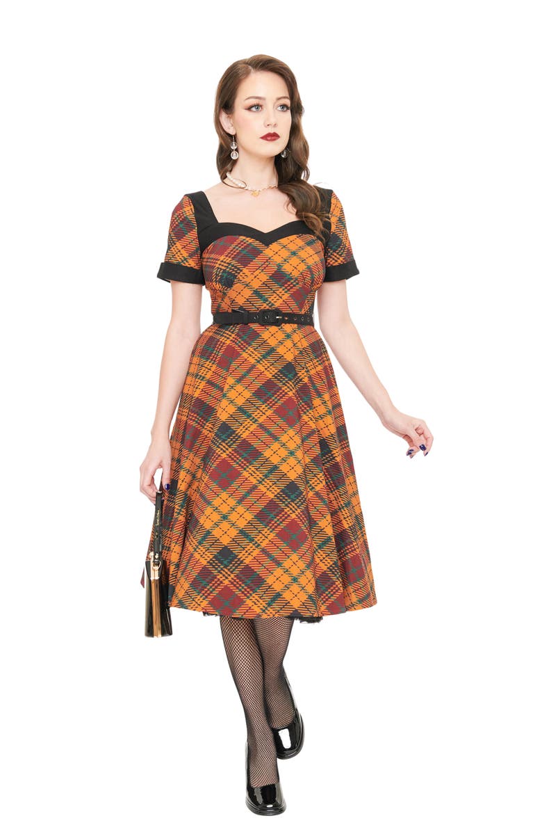 Unique Vintage 1950s Sweetheart Neckline Swing Dress, Main, color, 