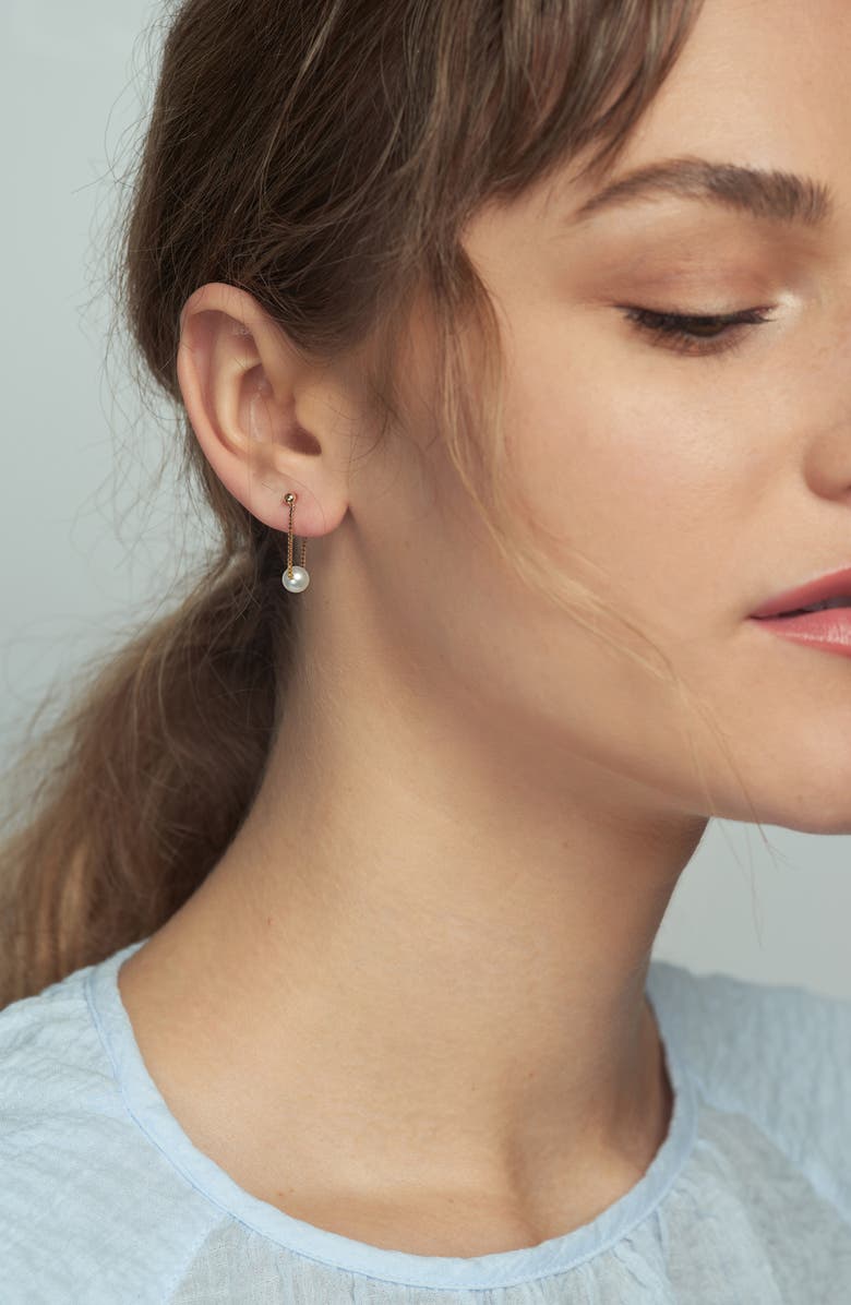 Poppy Finch Cultured Pearl Box Chain Wrap Earrings, Alternate, color,