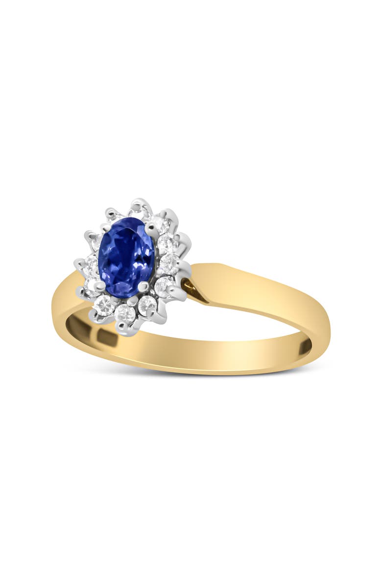 14K Gold 1/5 Cttw Diamond & Blue Tanzanite Halo Ring, Alternate, color, Yellow