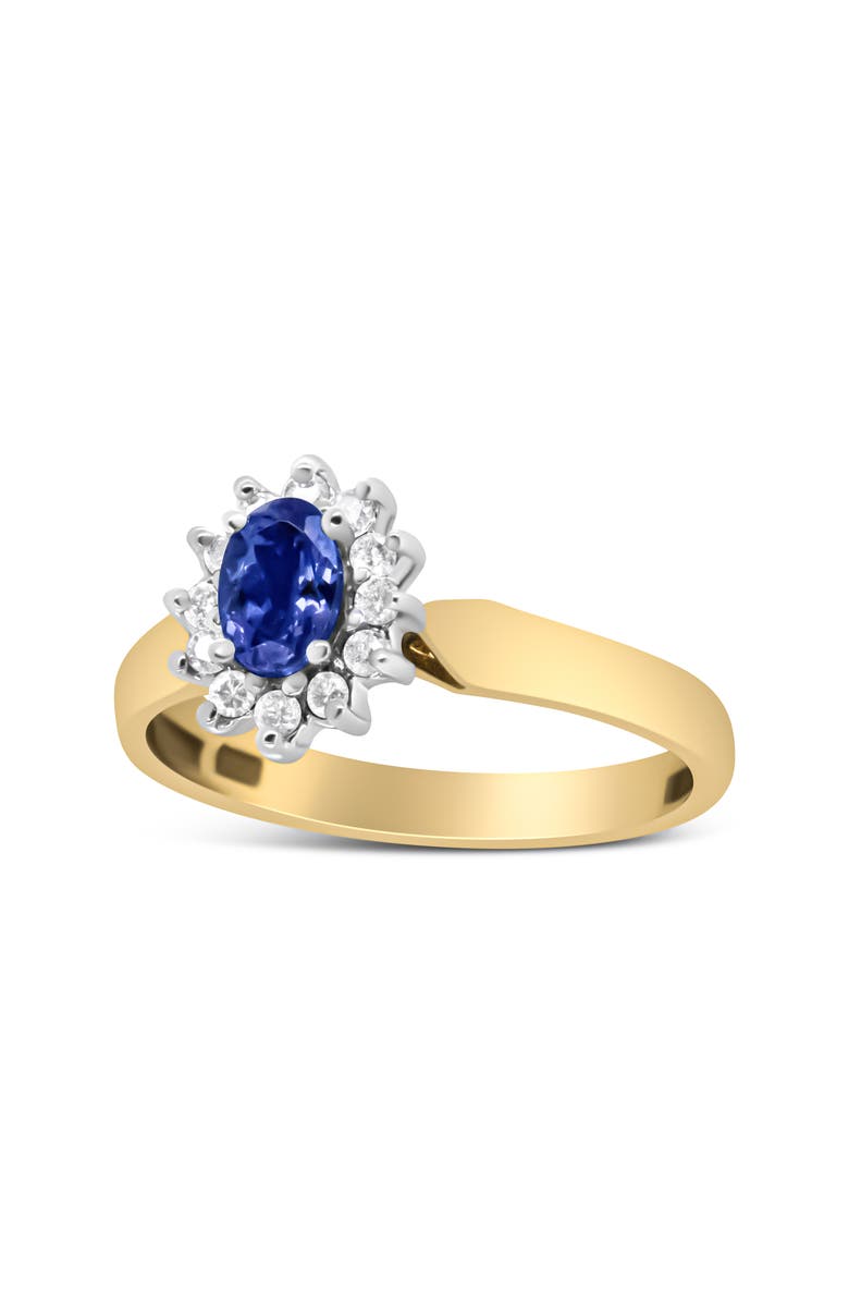 Haus of Brilliance 14K Gold 1/5 Cttw Diamond & Blue Tanzanite Halo Ring, Alternate, color, Yellow