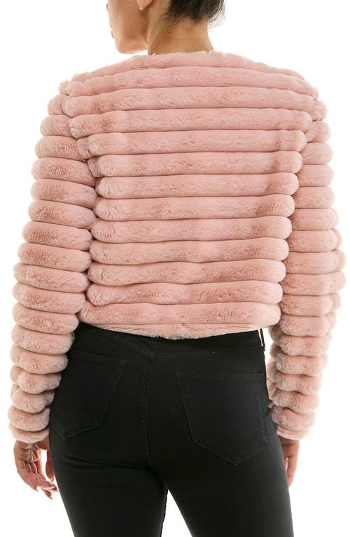 Nina Leonard Faux Fur Long Sleeve Bolero In Pink