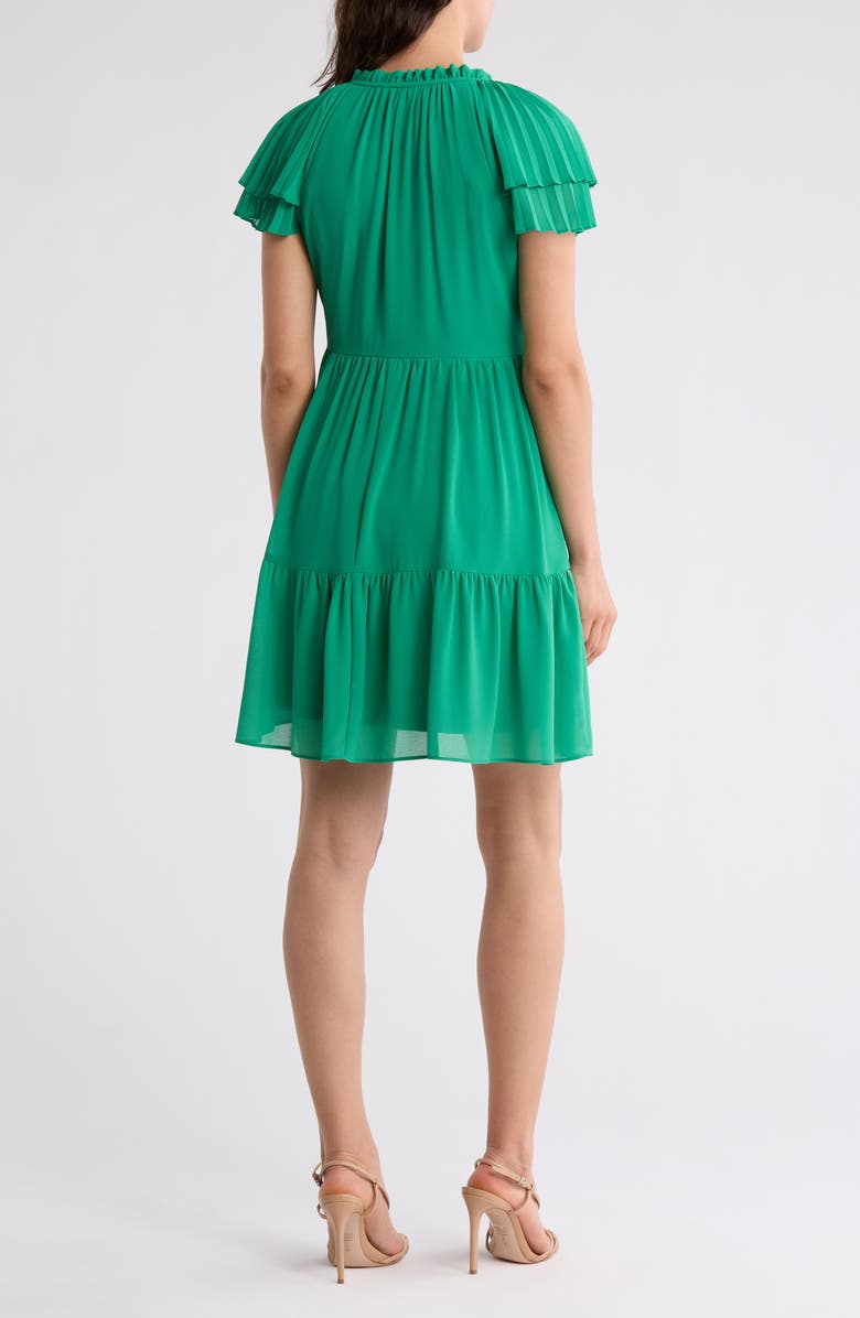 Vince Camuto Flutter Sleeve Tiered Chiffon Dress, Alternate, color, Green