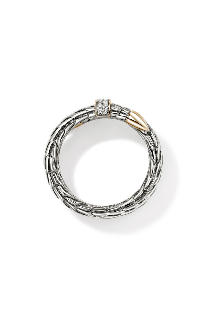 John Hardy Triple Spear Flex Ring, Pavé, Alternate, color, Silver And Gold