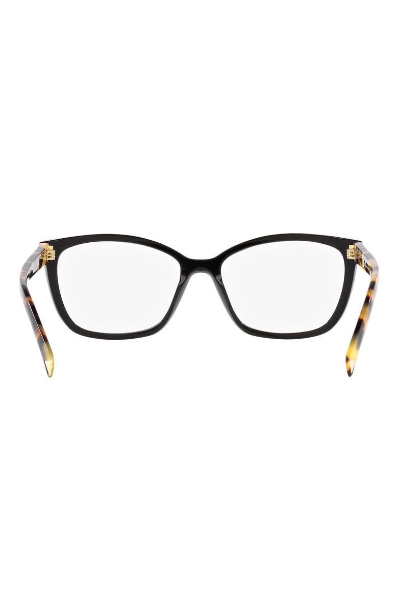 Prada 53mm Rectangular Optical Glasses, Alternate, color, Matte Black